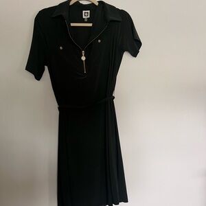 Anne Klein Size 10 Elegant Dark Green Zipper Dress